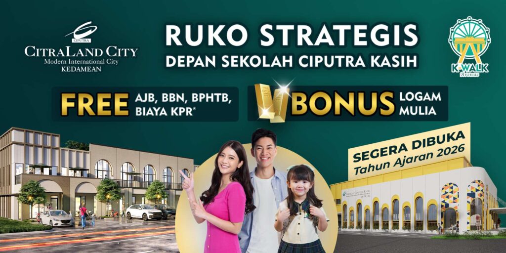 Ruko Strategis Depan Sekolah Ciputra Kasih