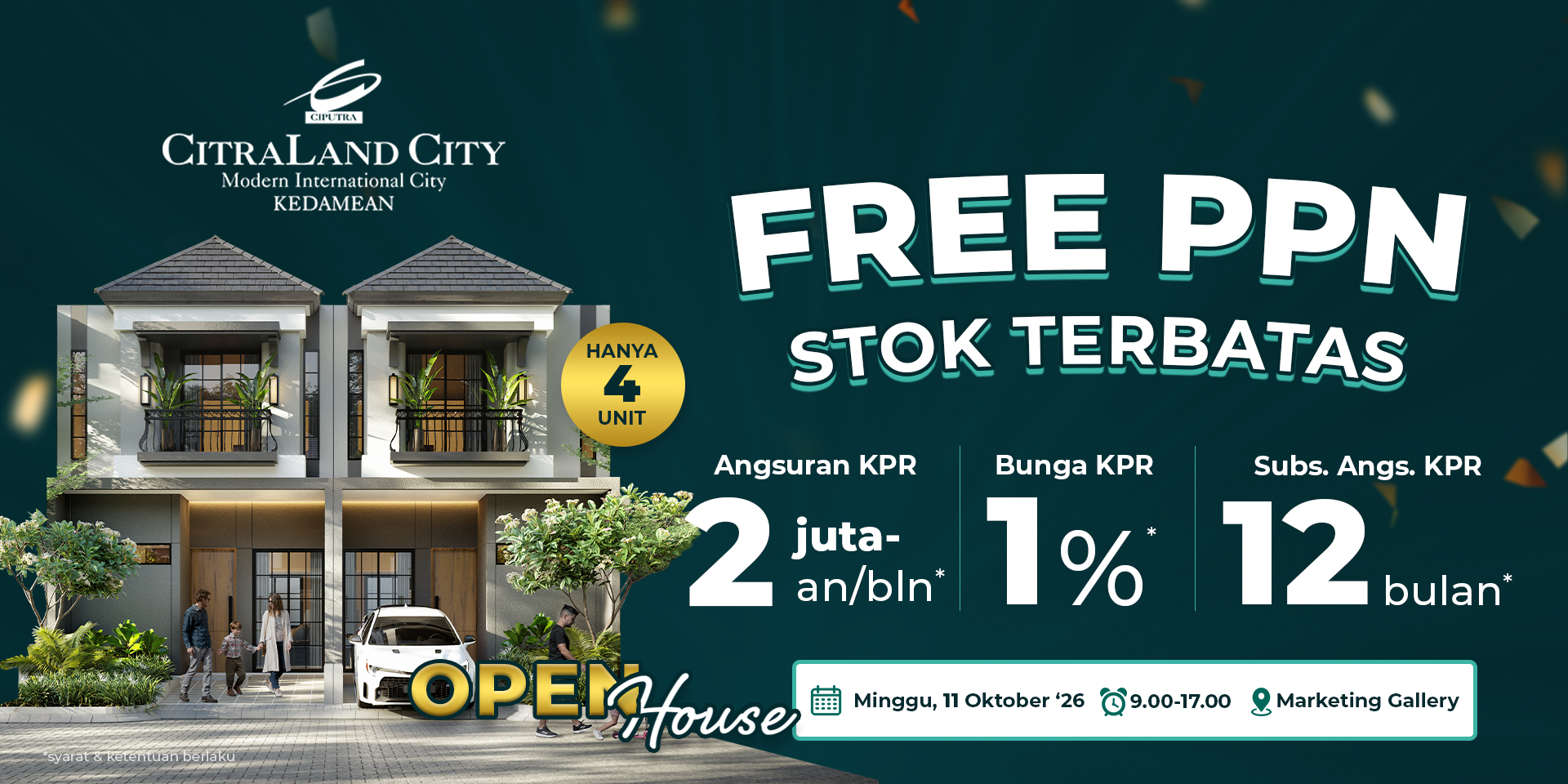 Rumah siap huni tipe Colditz 2 lantai di CitraLand City Kedamean Gresik dengan promo FREE PPN dan cicilan mulai 2 juta-an.